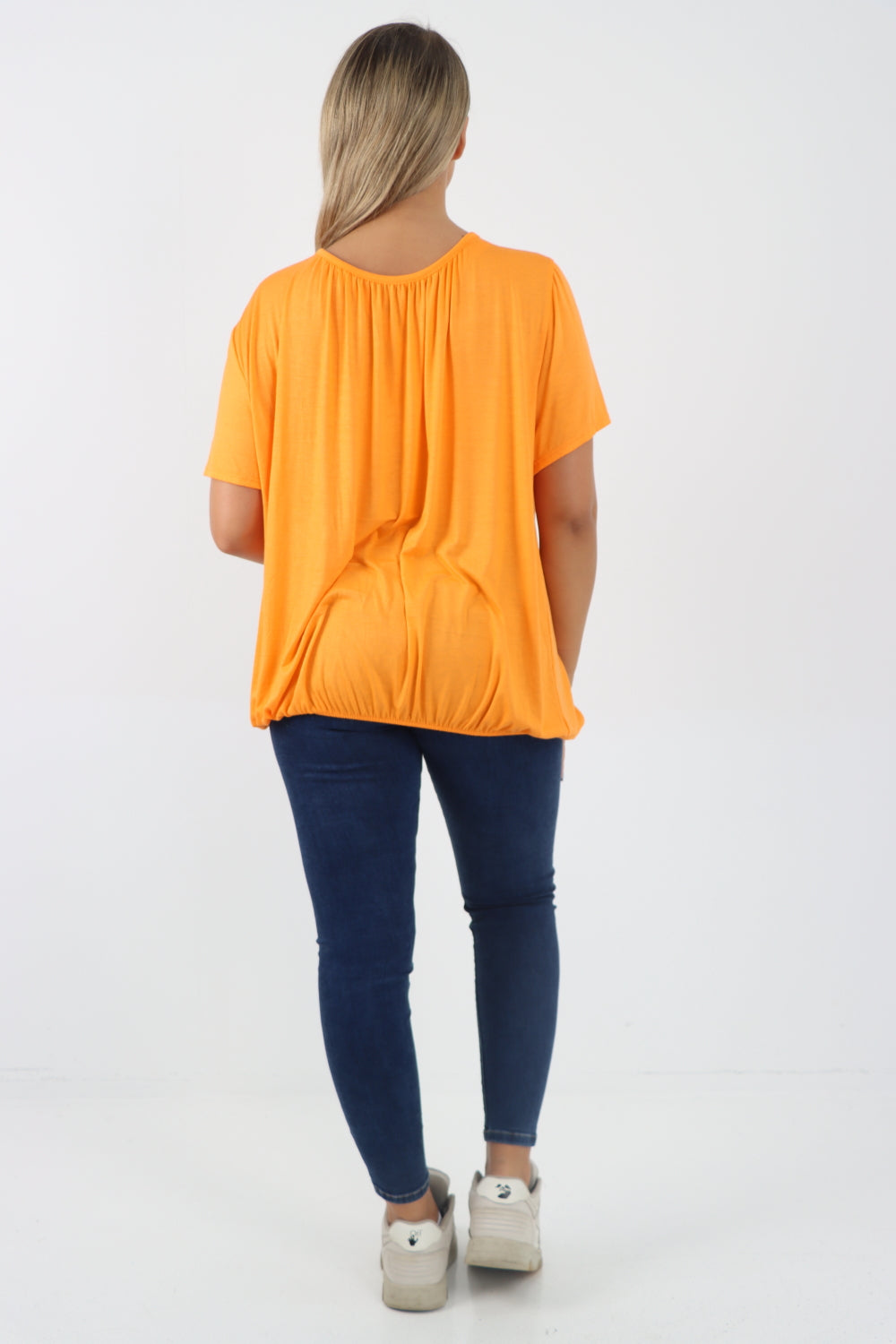 Italian Bubble Hem Stretchy Short Sleeve Top