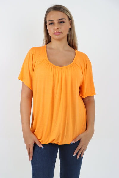 Italian Bubble Hem Stretchy Short Sleeve Top