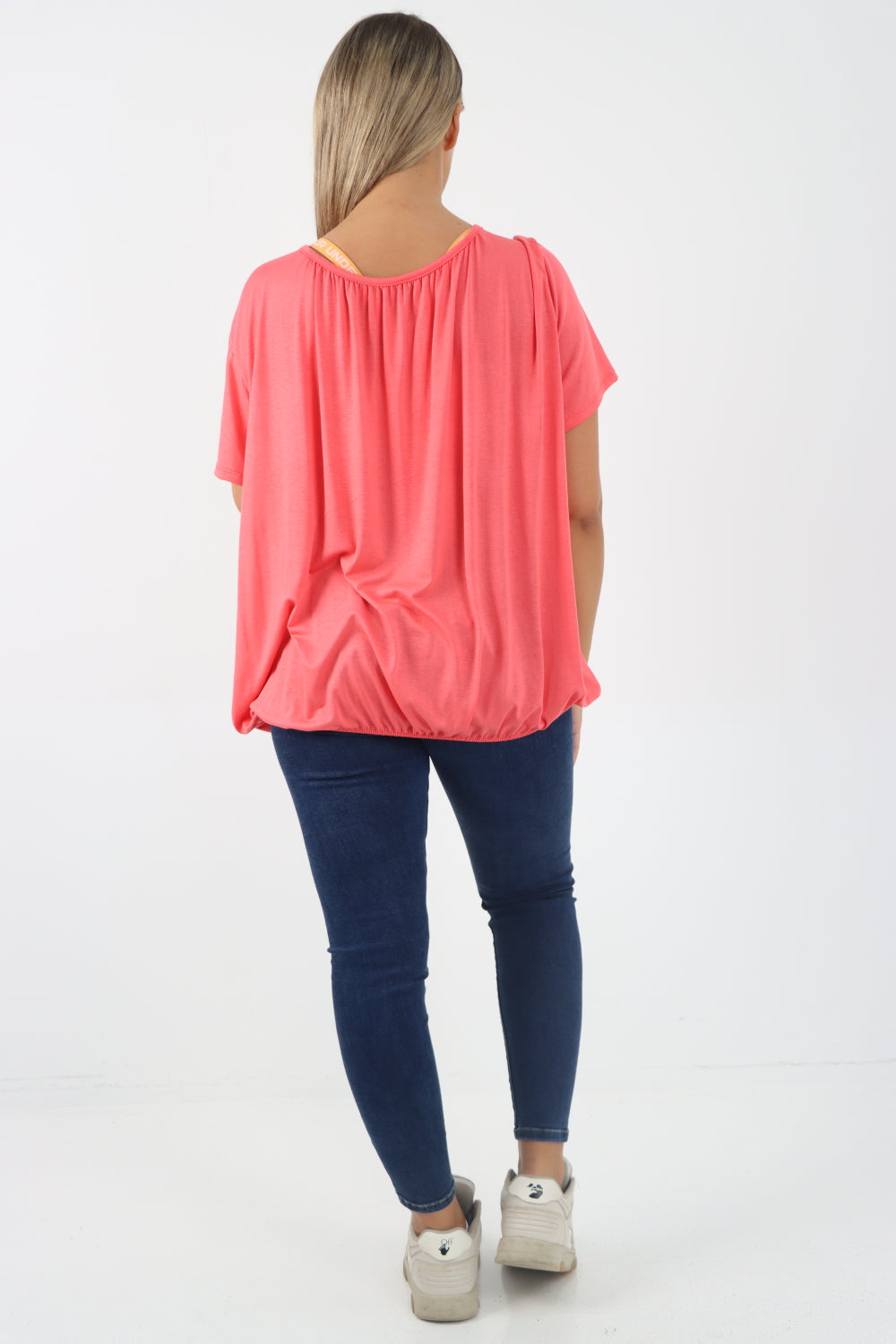 Italian Bubble Hem Stretchy Short Sleeve Top