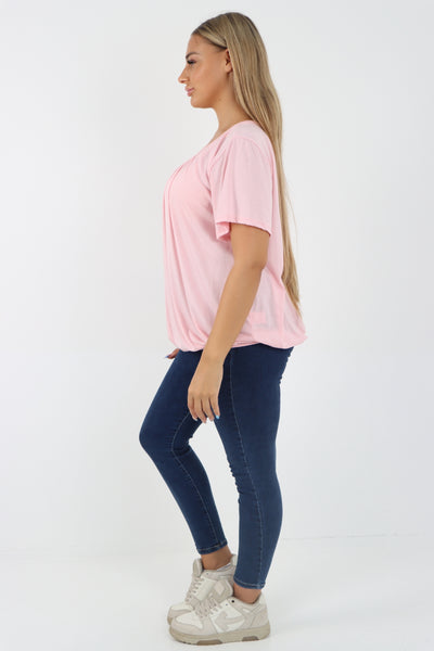 Italian Bubble Hem Stretchy Short Sleeve Top