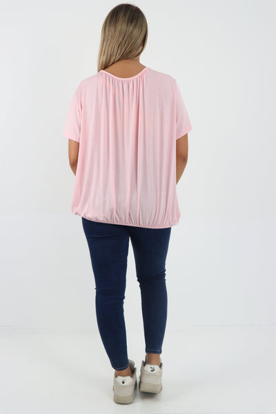 Italian Bubble Hem Stretchy Short Sleeve Top