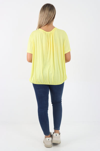 Italian Bubble Hem Stretchy Short Sleeve Top