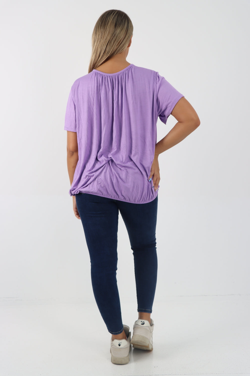 Italian Bubble Hem Stretchy Short Sleeve Top