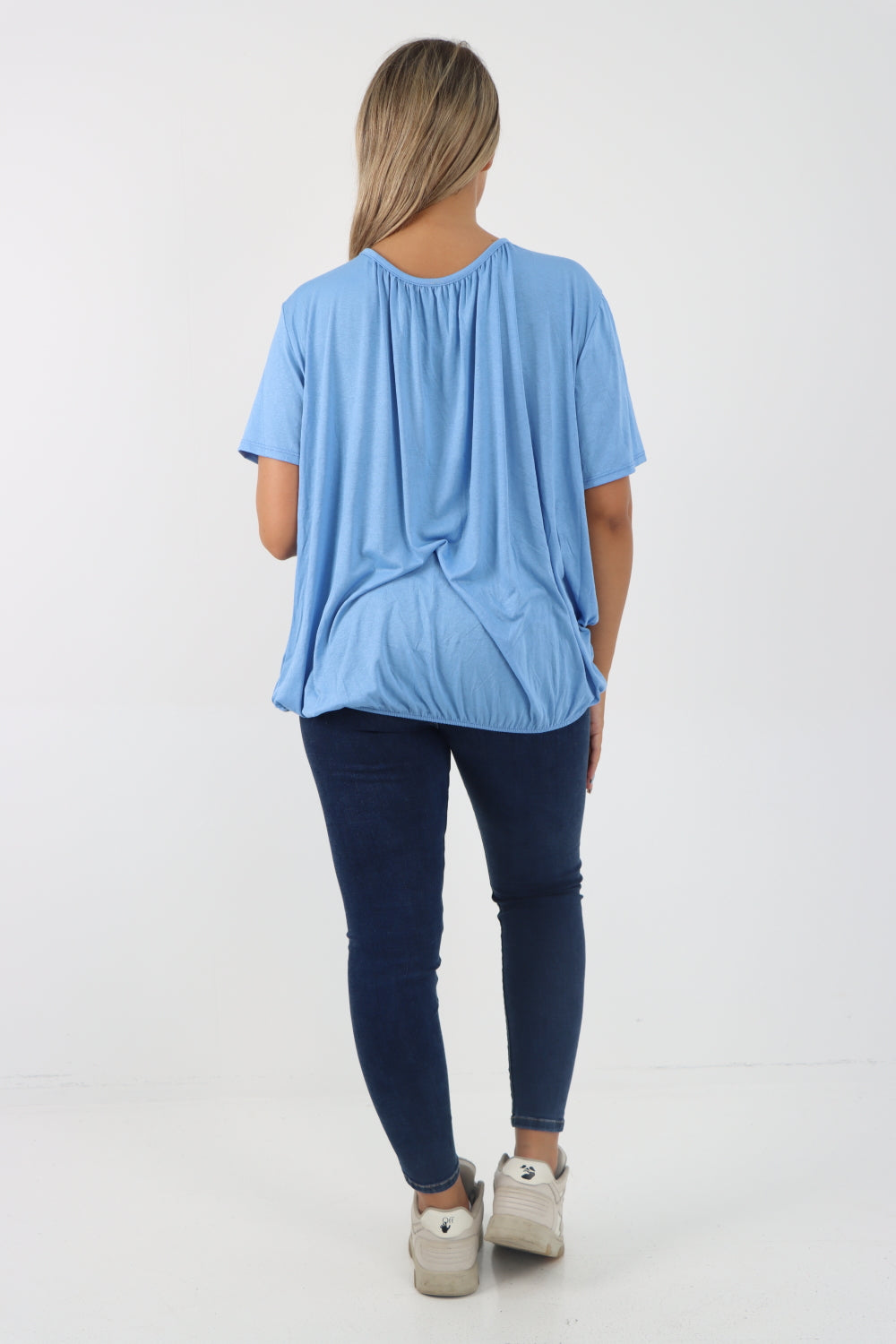 Italian Bubble Hem Stretchy Short Sleeve Top