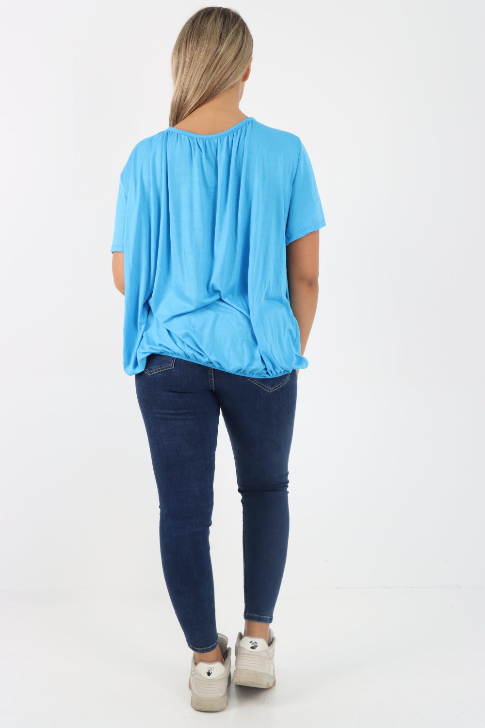 Italian Bubble Hem Stretchy Short Sleeve Top