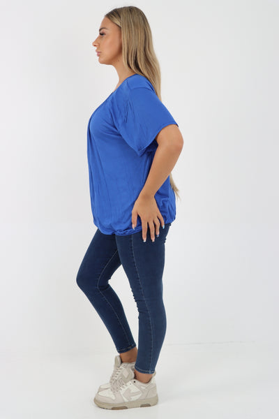 Italian Bubble Hem Stretchy Short Sleeve Top