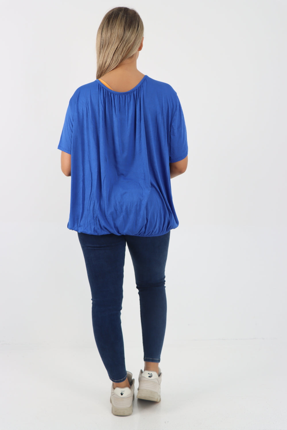 Italian Bubble Hem Stretchy Short Sleeve Top