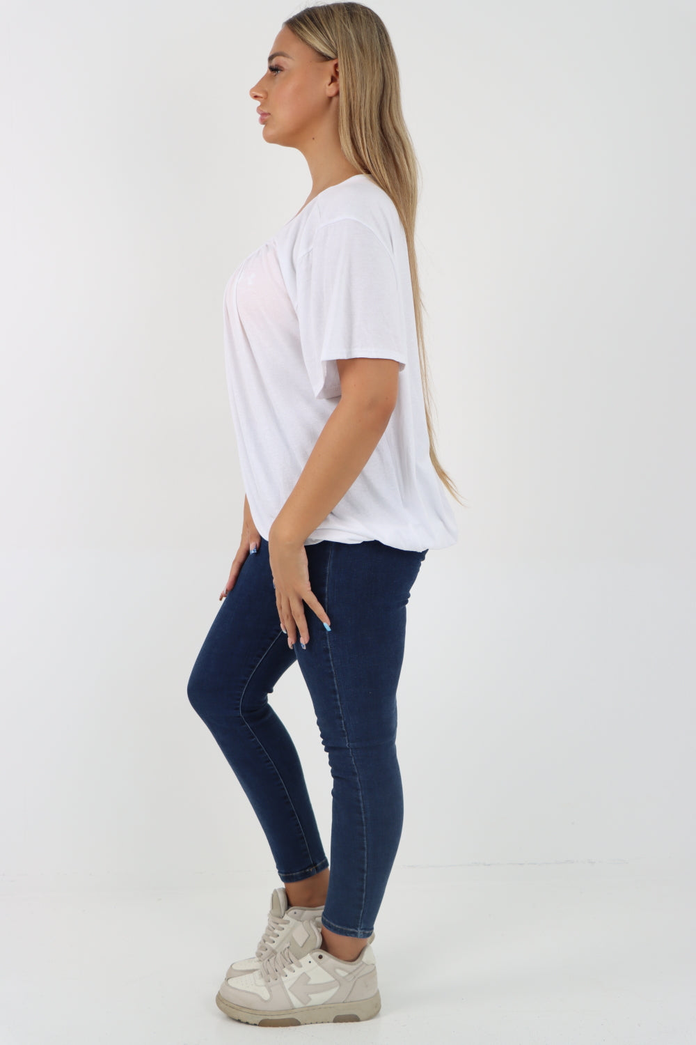 Italian Bubble Hem Stretchy Short Sleeve Top