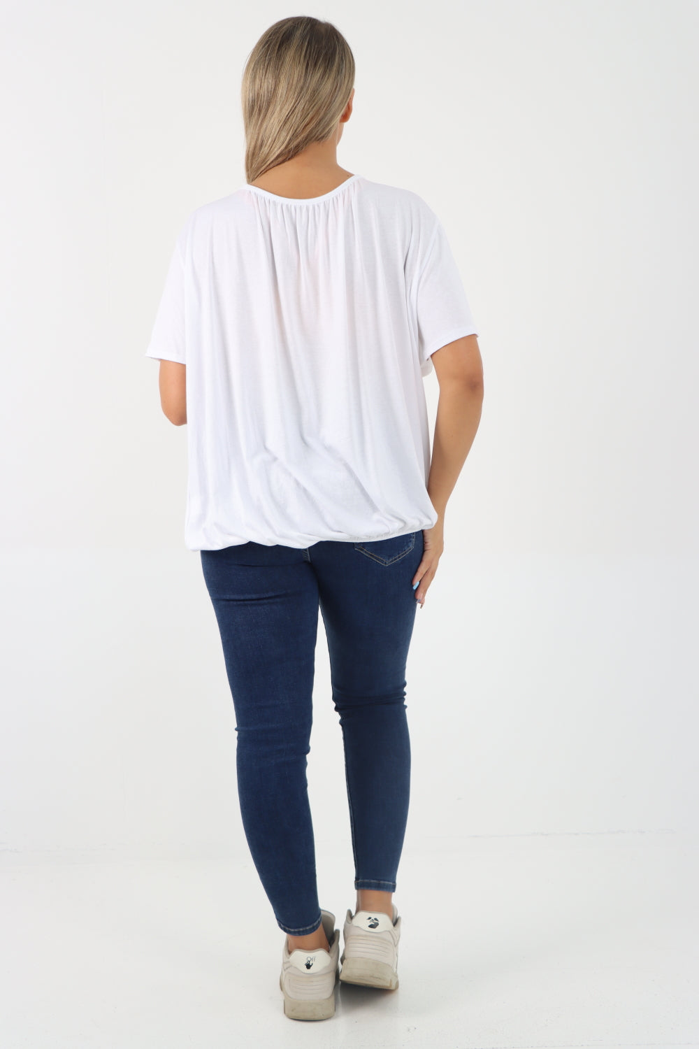 Italian Bubble Hem Stretchy Short Sleeve Top