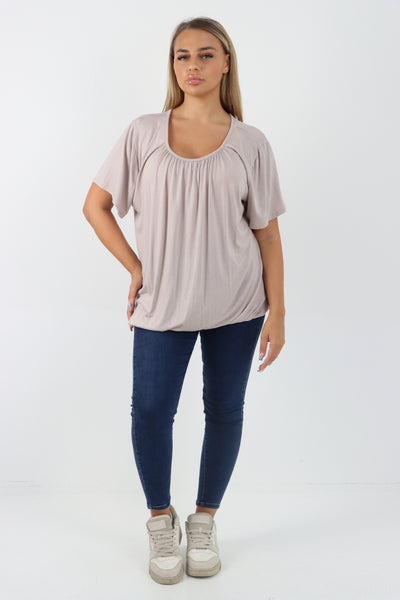 Italian Bubble Hem Stretchy Short Sleeve Top