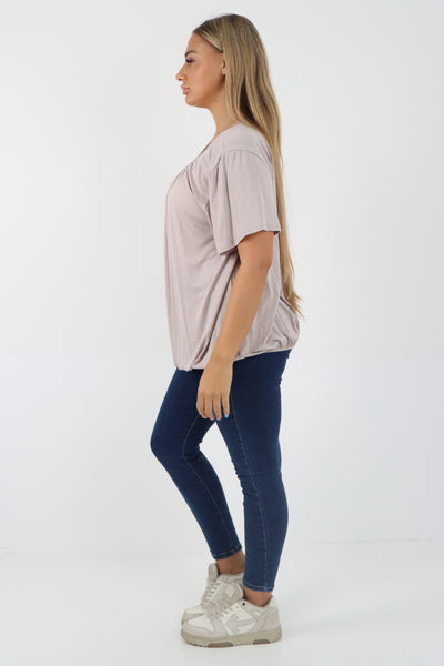 Italian Bubble Hem Stretchy Short Sleeve Top