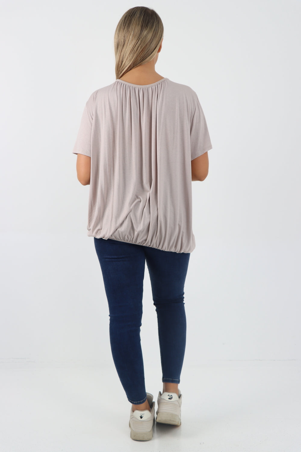 Italian Bubble Hem Stretchy Short Sleeve Top