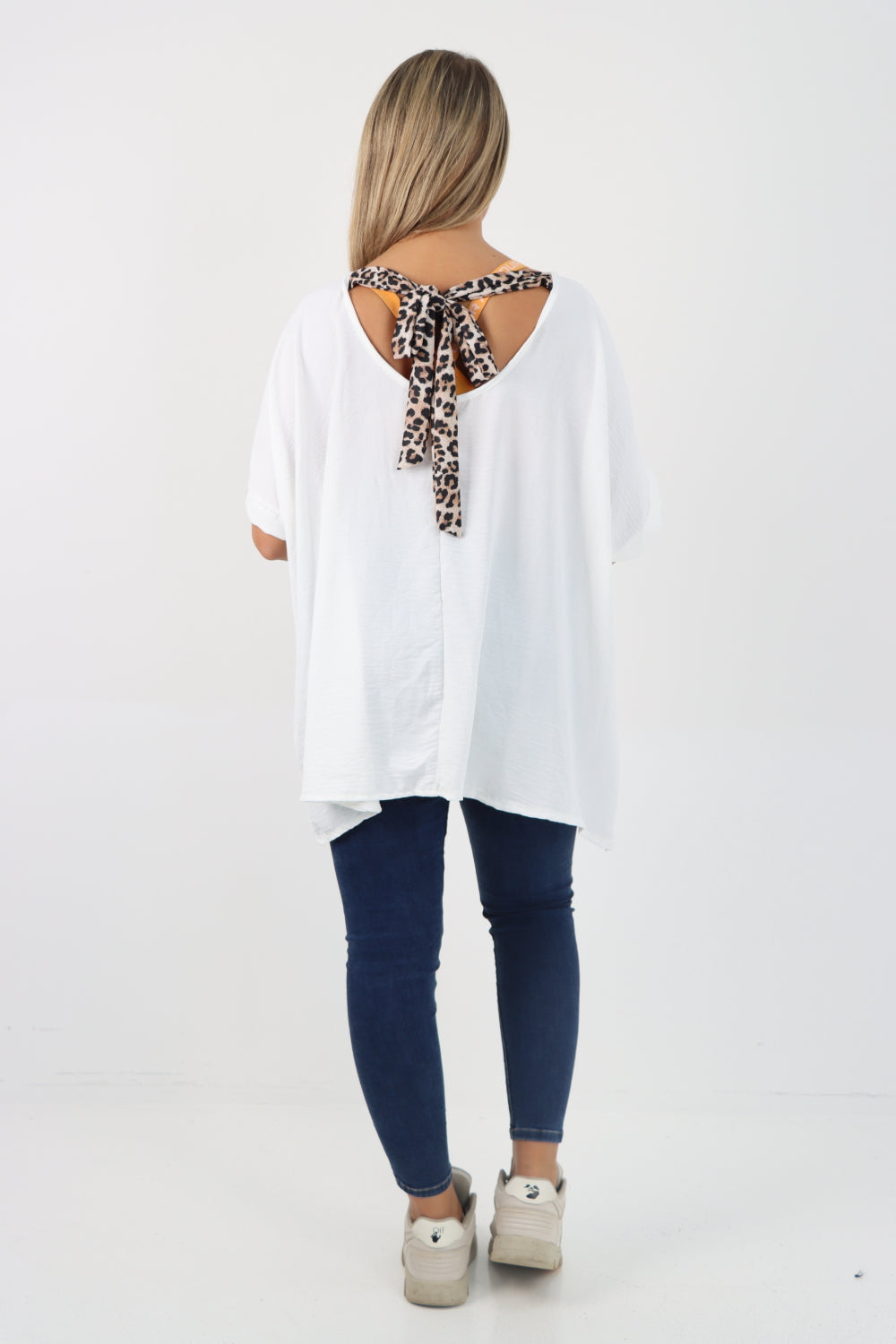 Italian Leopard Tie Back Knot Tunic Top