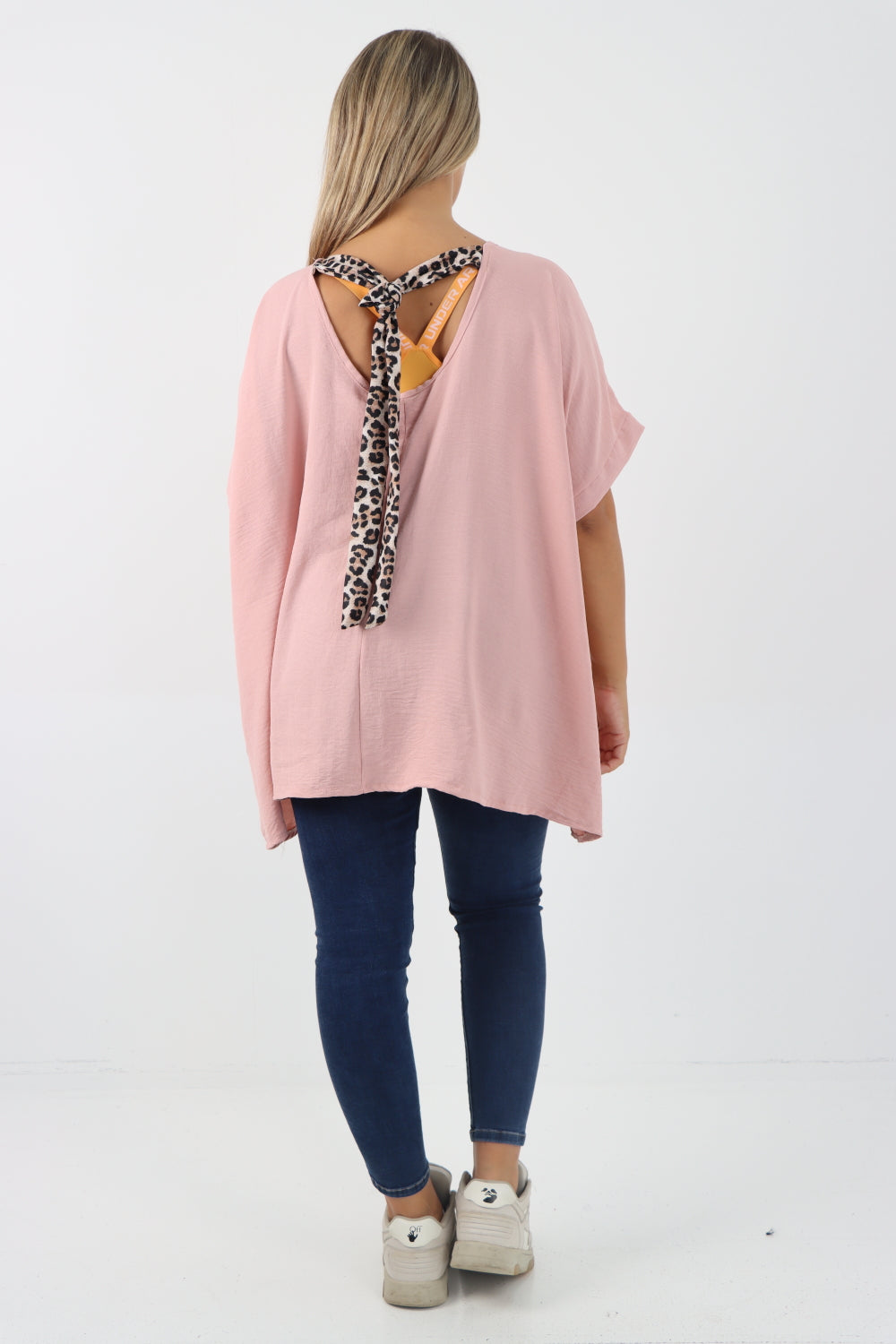 Italian Leopard Tie Back Knot Tunic Top