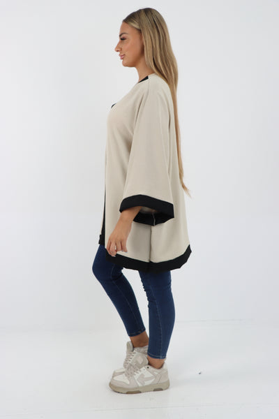 Italian 2 Tone Panel V Neck Tunic Top