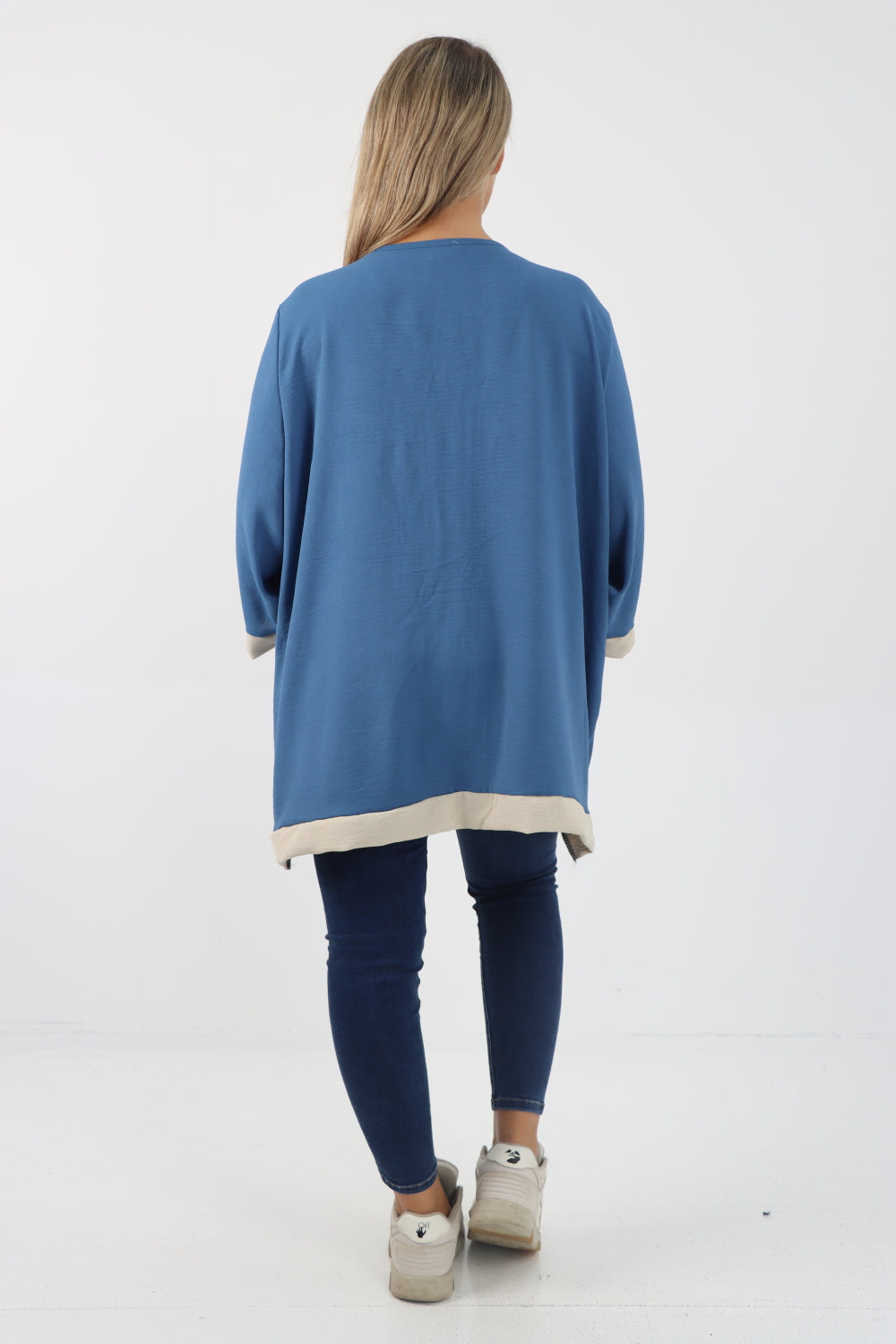 Italian 2 Tone Panel V Neck Tunic Top