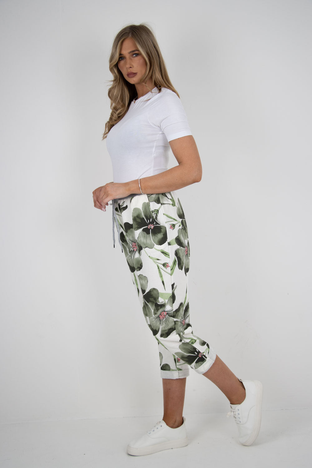 Italian Floral Printed Cotton Ladies Trouser