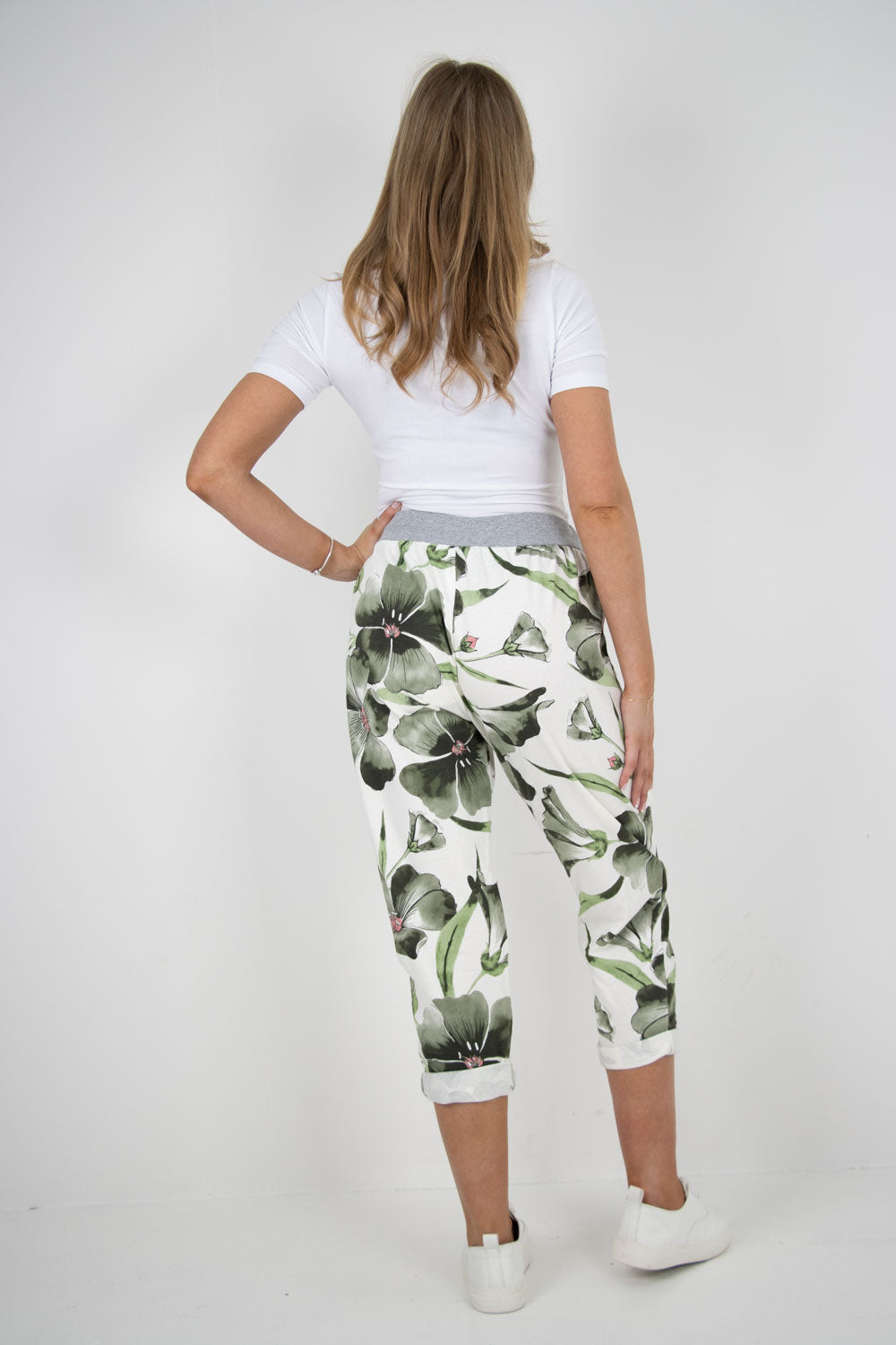 Italian Floral Printed Cotton Ladies Trouser