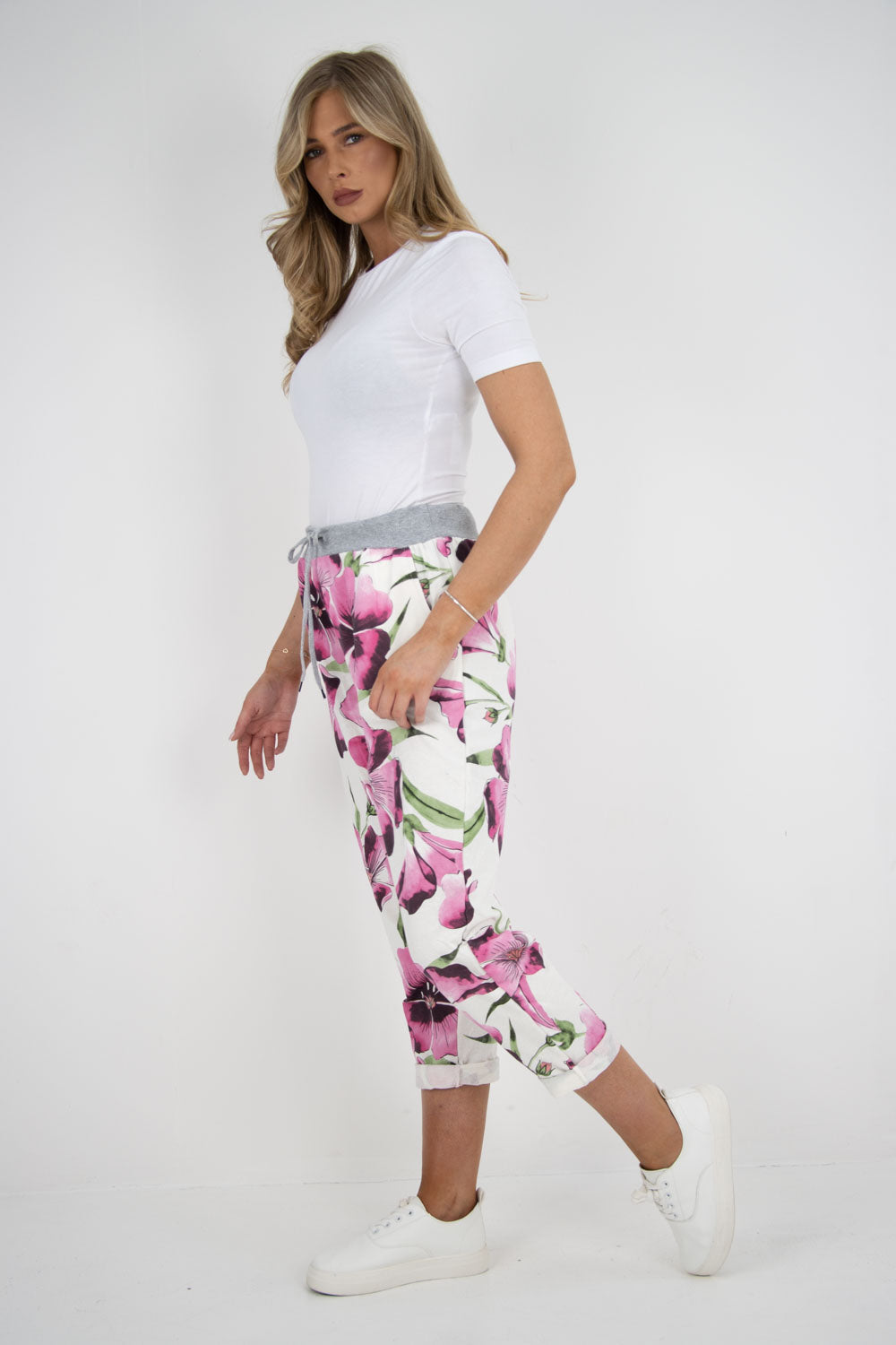 Italian Floral Printed Cotton Ladies Trouser