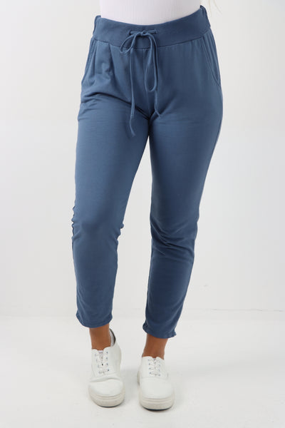 Italian Plain Basic Drawstring Magic Joggers