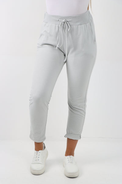 Italian Plain Basic Drawstring Magic Joggers