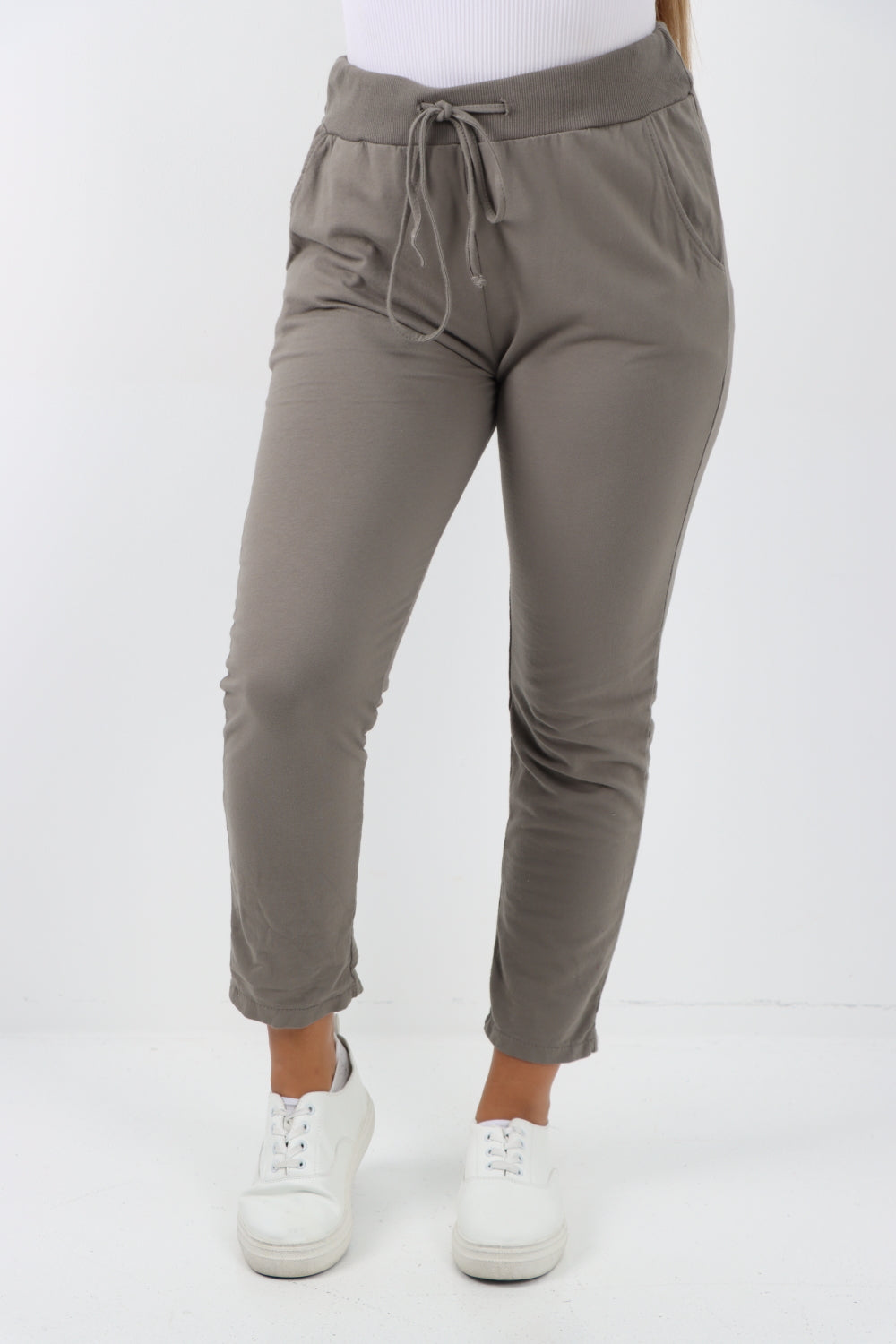 Italian Plain Basic Drawstring Magic Joggers