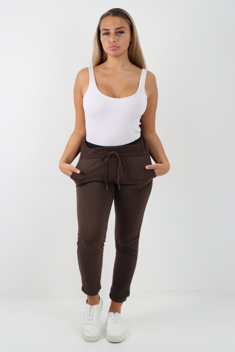 Italian Plain Basic Drawstring Magic Joggers