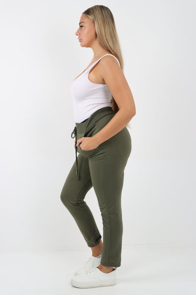 Italian Plain Basic Drawstring Magic Joggers