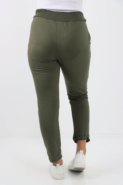 Italian Plain Basic Drawstring Magic Joggers