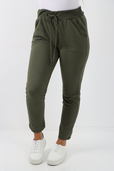 Italian Plain Basic Drawstring Magic Joggers