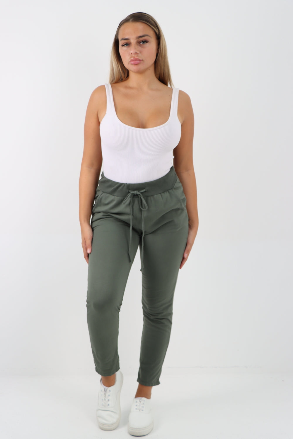 Italian Plain Basic Drawstring Magic Joggers