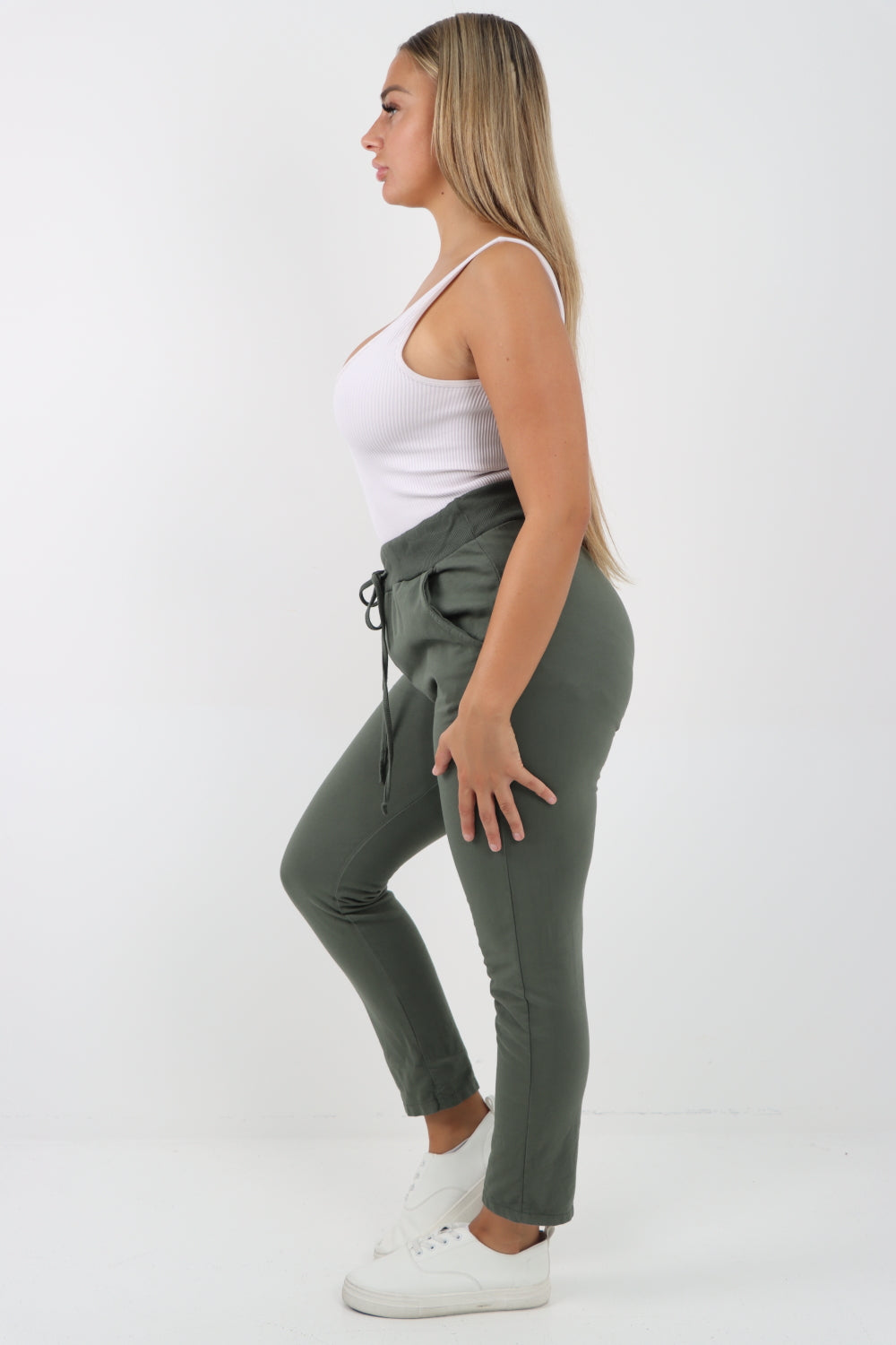 Italian Plain Basic Drawstring Magic Joggers