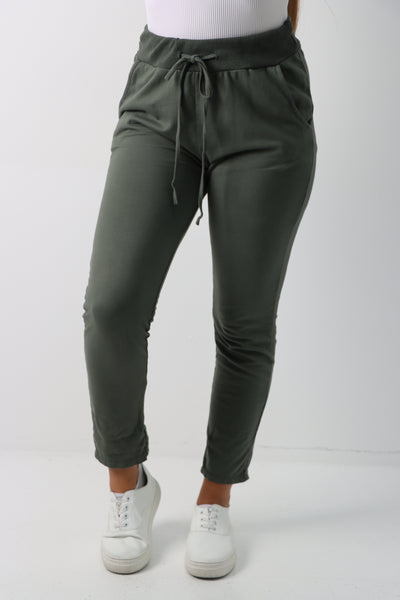 Italian Plain Basic Drawstring Magic Joggers