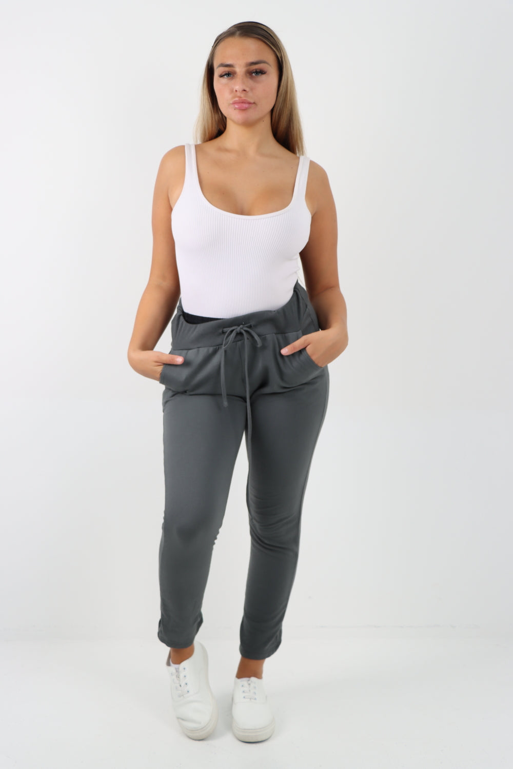 Italian Plain Basic Drawstring Magic Joggers