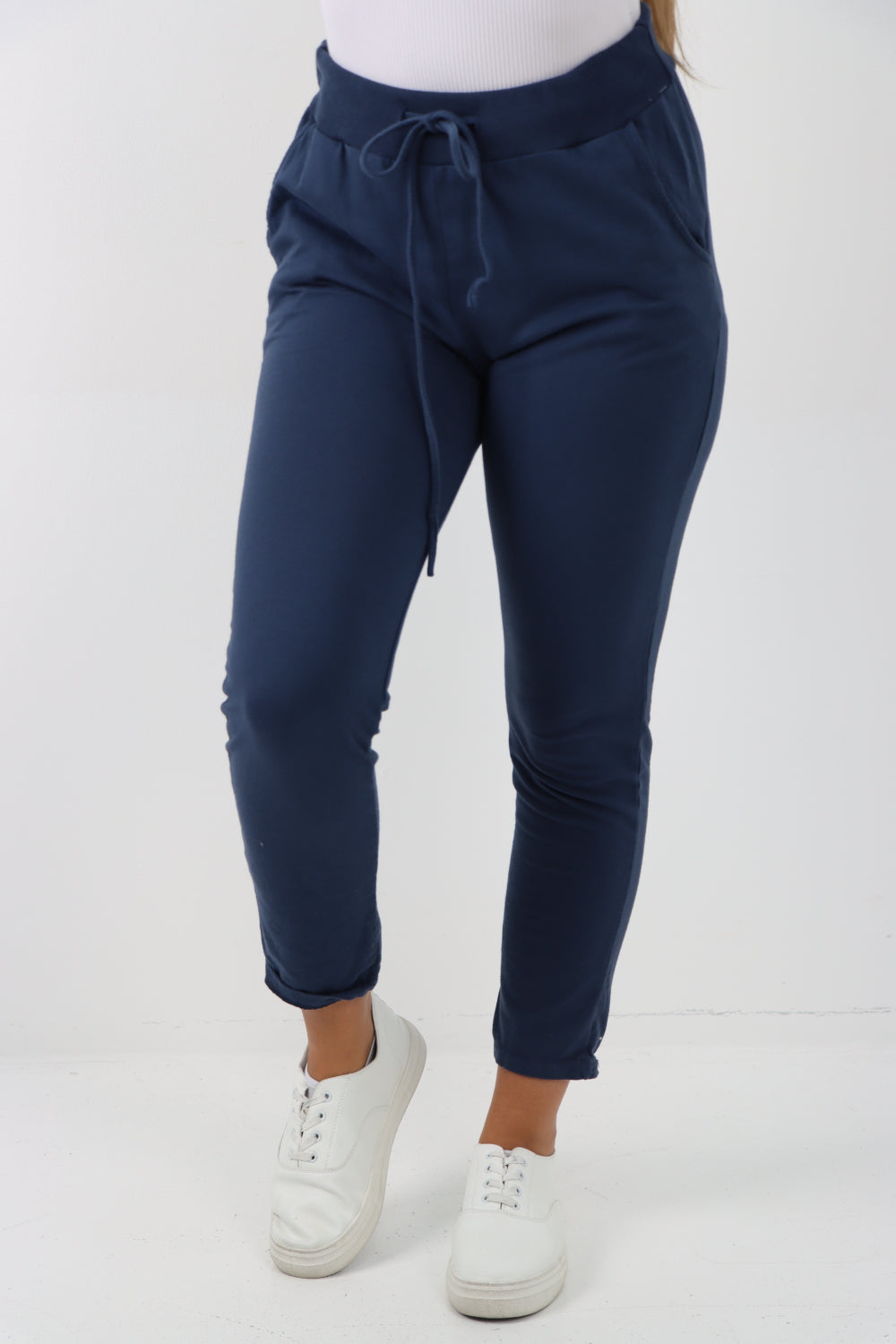 Italian Plain Basic Drawstring Magic Joggers