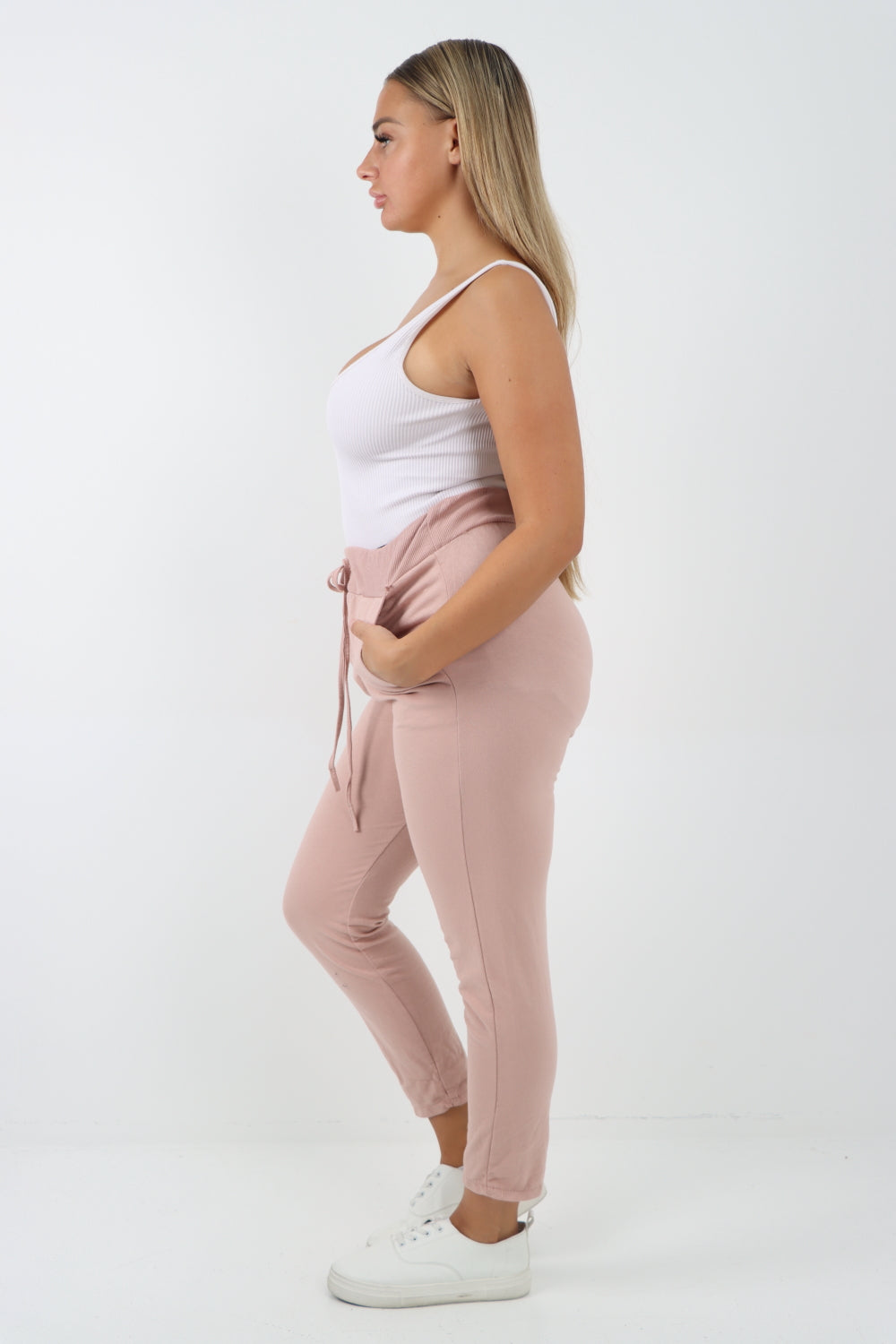 Italian Plain Basic Drawstring Magic Joggers