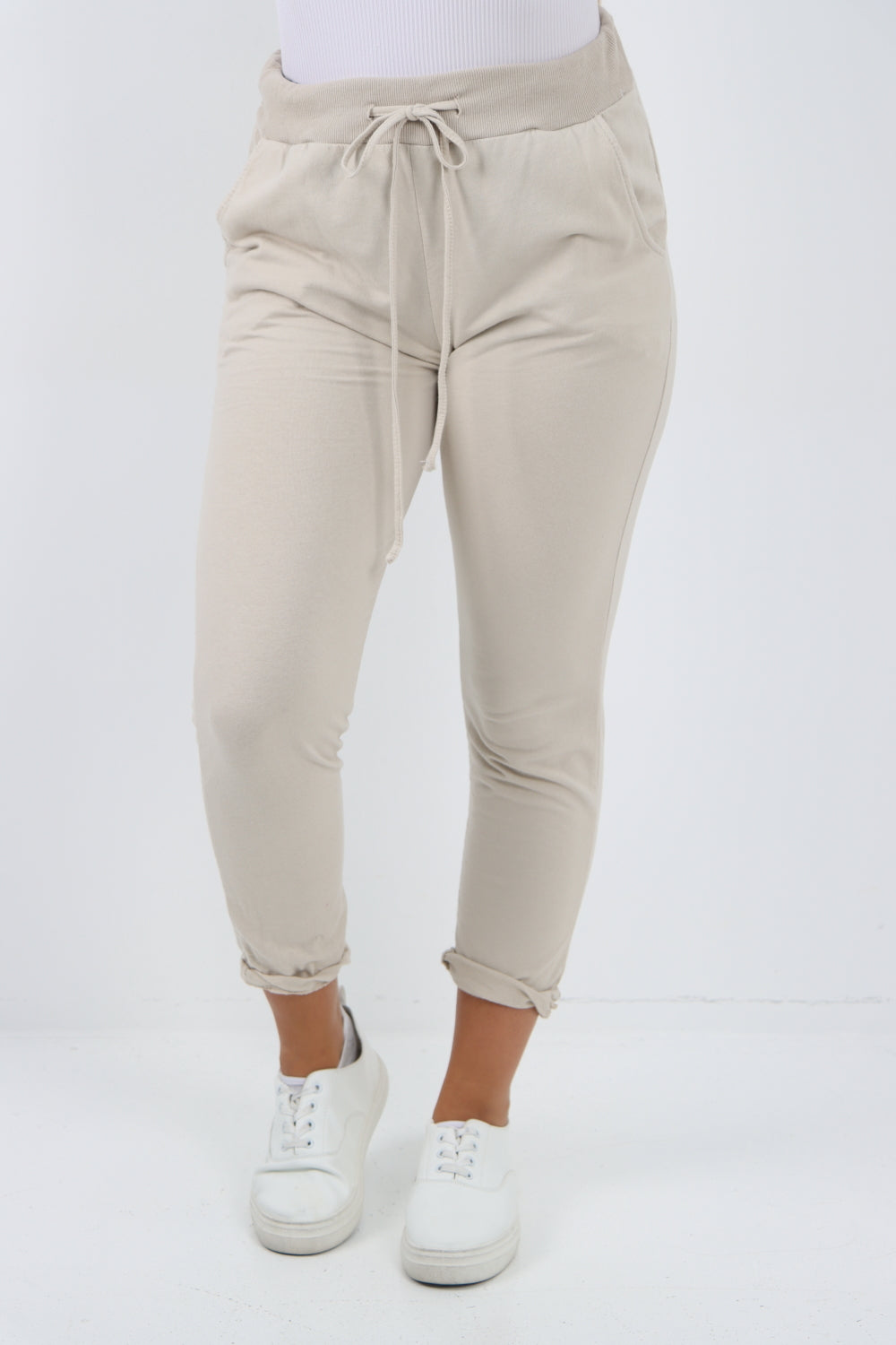 Italian Plain Basic Drawstring Magic Joggers