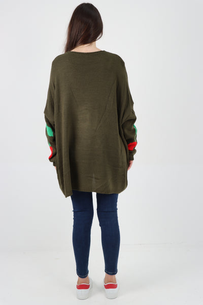 Italian Oversized Knitted Cherry Print Jumper Top