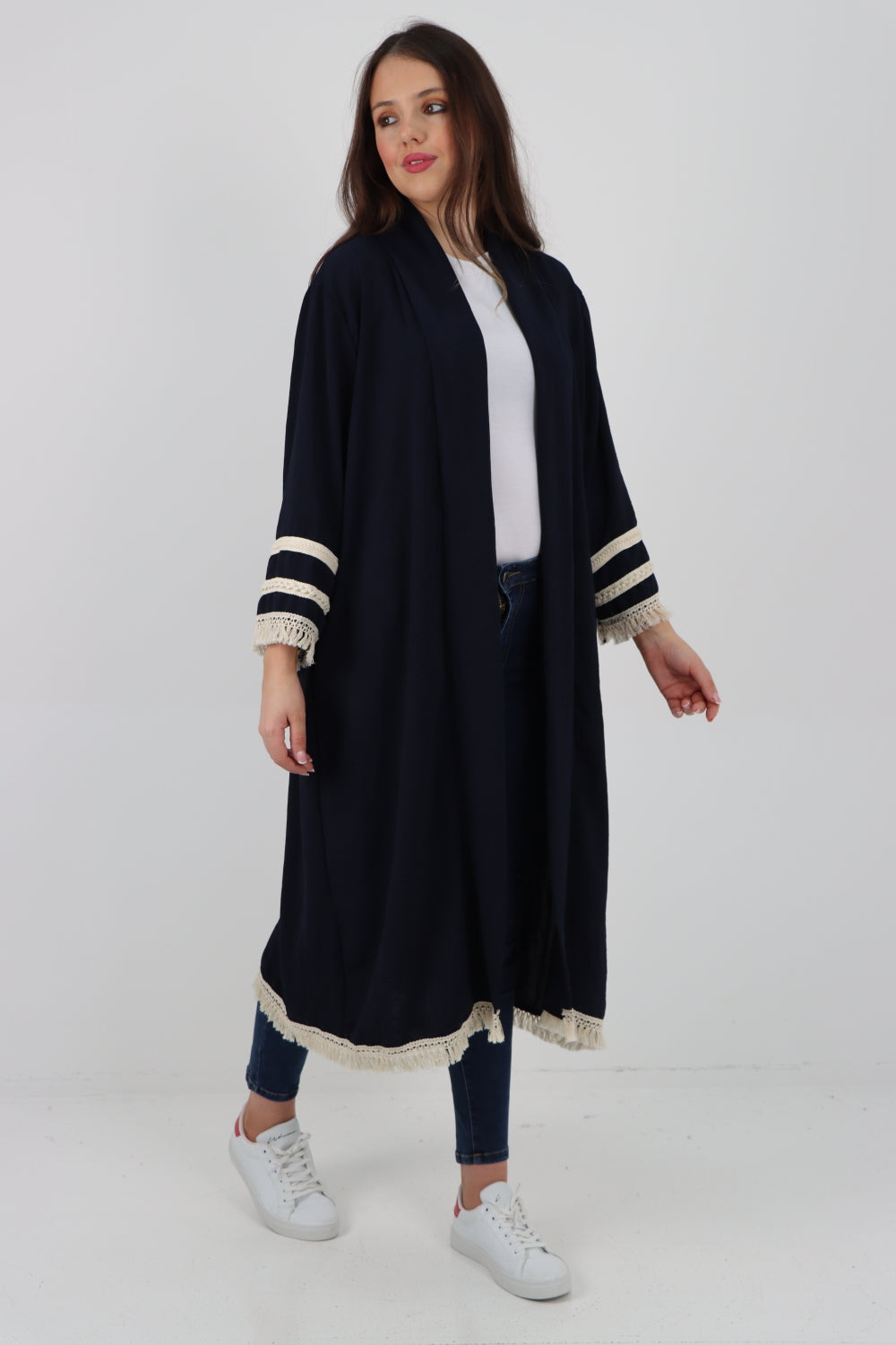 Italain Tassel Open Front Longsleeve Cardigan