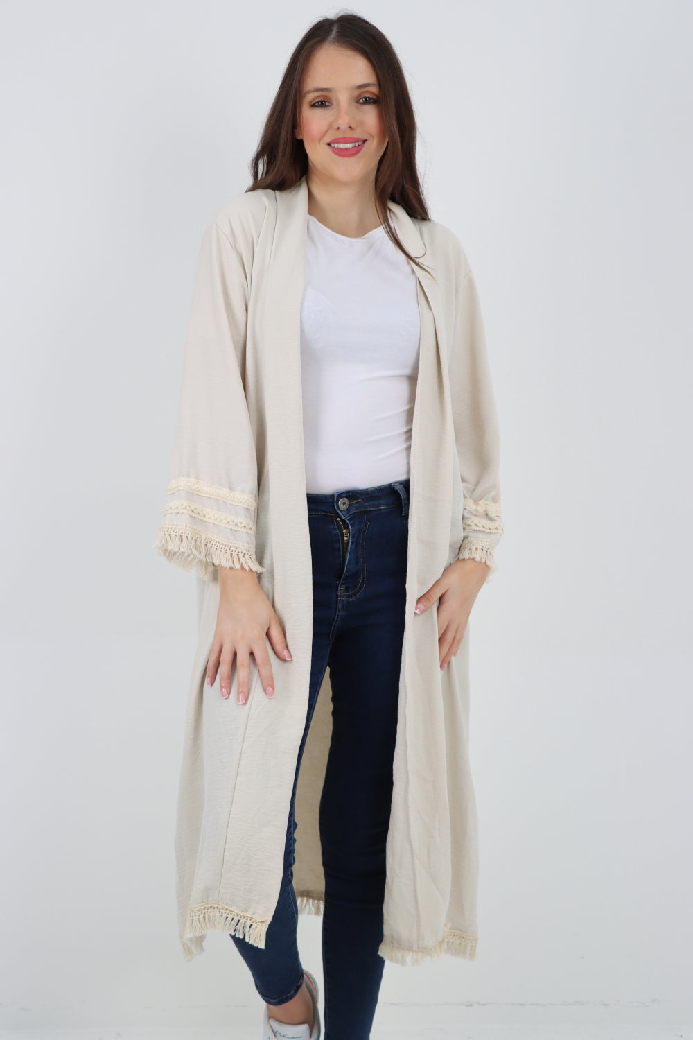 Italain Tassel Open Front Longsleeve Cardigan