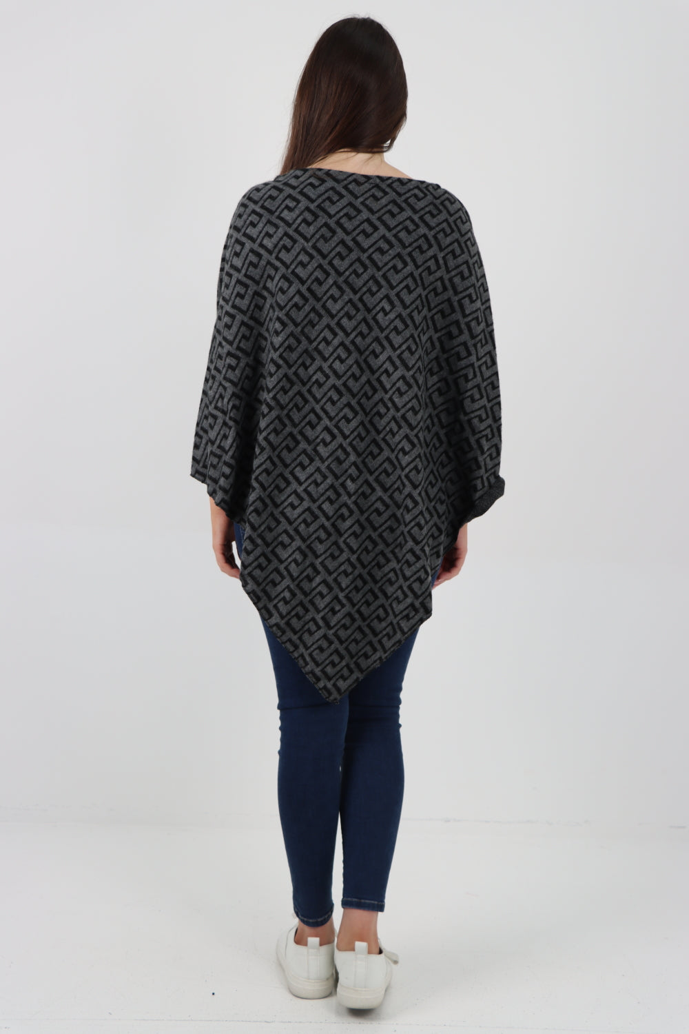 Italian Printed Round Neck Poncho Top