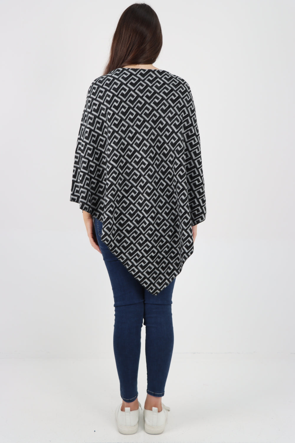 Italian Printed Round Neck Poncho Top