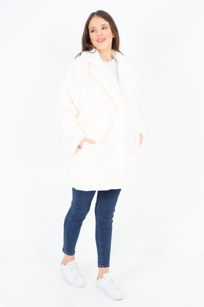 Italian Luxury Faux Fur Mid Length Longsleeve Coat