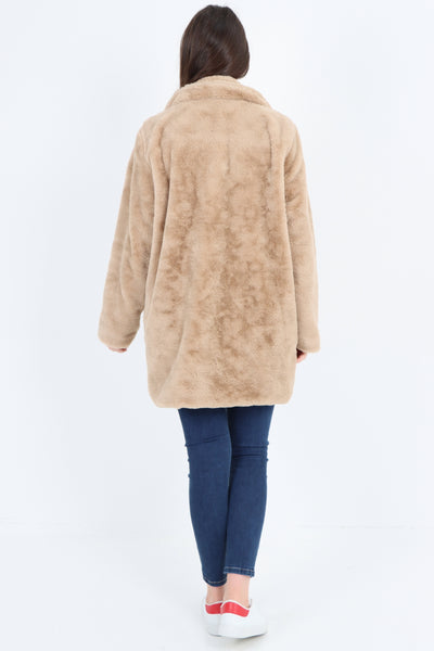 Italian Luxury Faux Fur Mid Length Longsleeve Coat