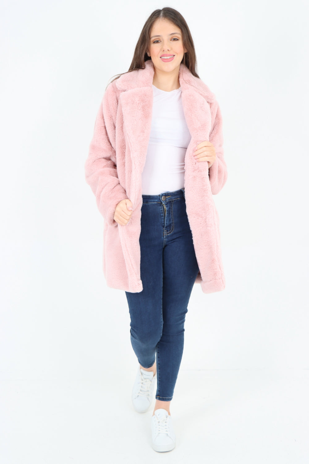 Italian Luxury Faux Fur Mid Length Longsleeve Coat