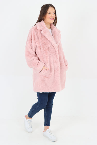 Italian Luxury Faux Fur Mid Length Longsleeve Coat