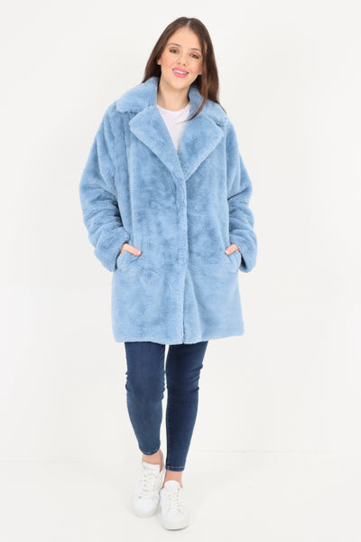 Italian Luxury Faux Fur Mid Length Longsleeve Coat