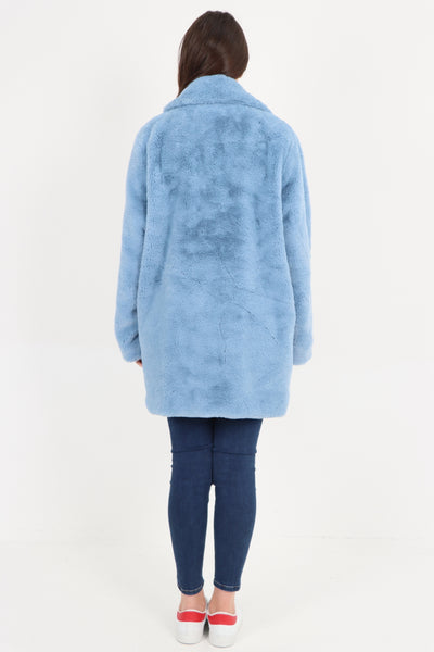 Italian Luxury Faux Fur Mid Length Longsleeve Coat