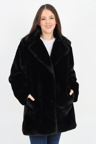 Italian Luxury Faux Fur Mid Length Longsleeve Coat