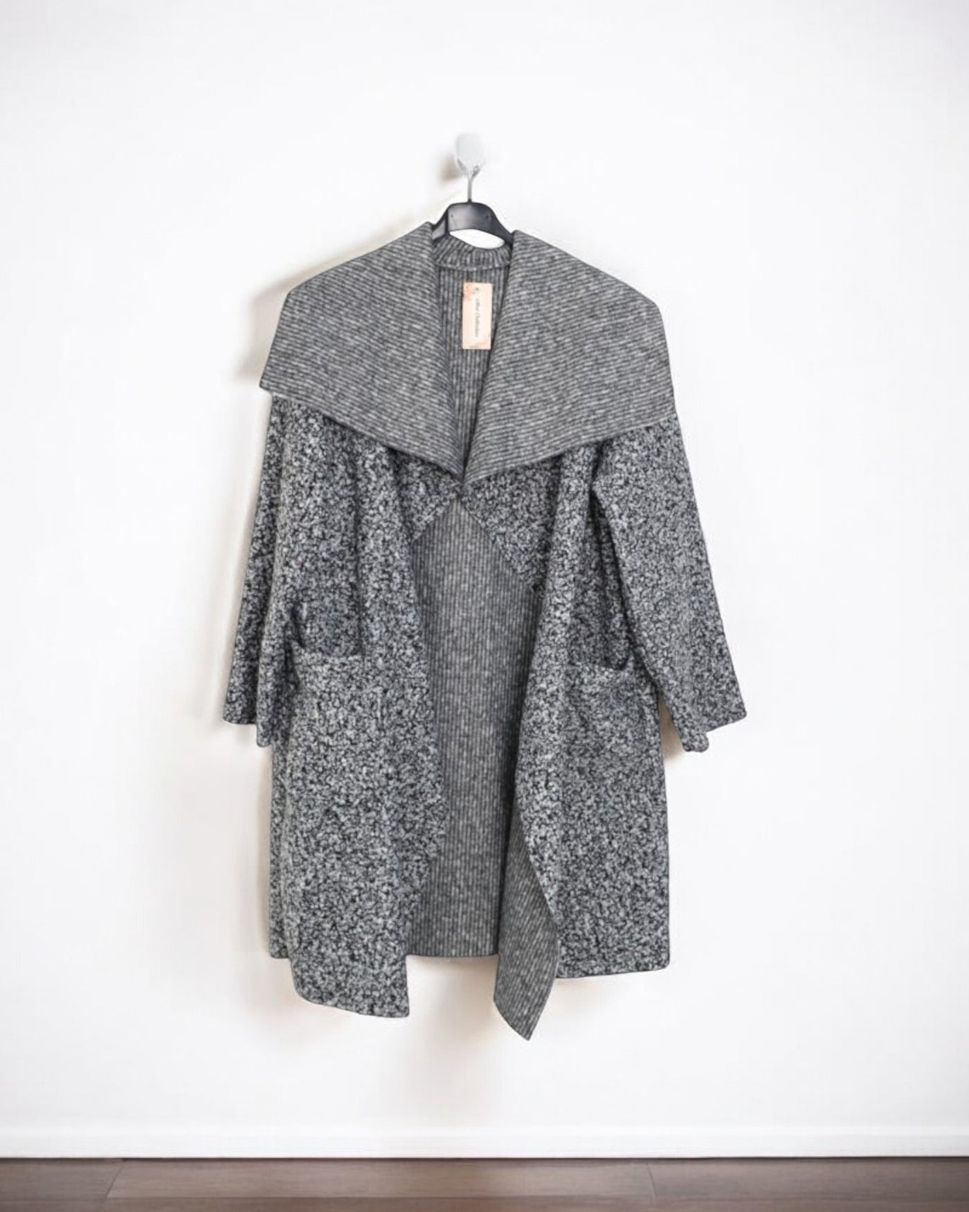 Italain Longsleeve Waterfall Front Pocket Boucle Jacket